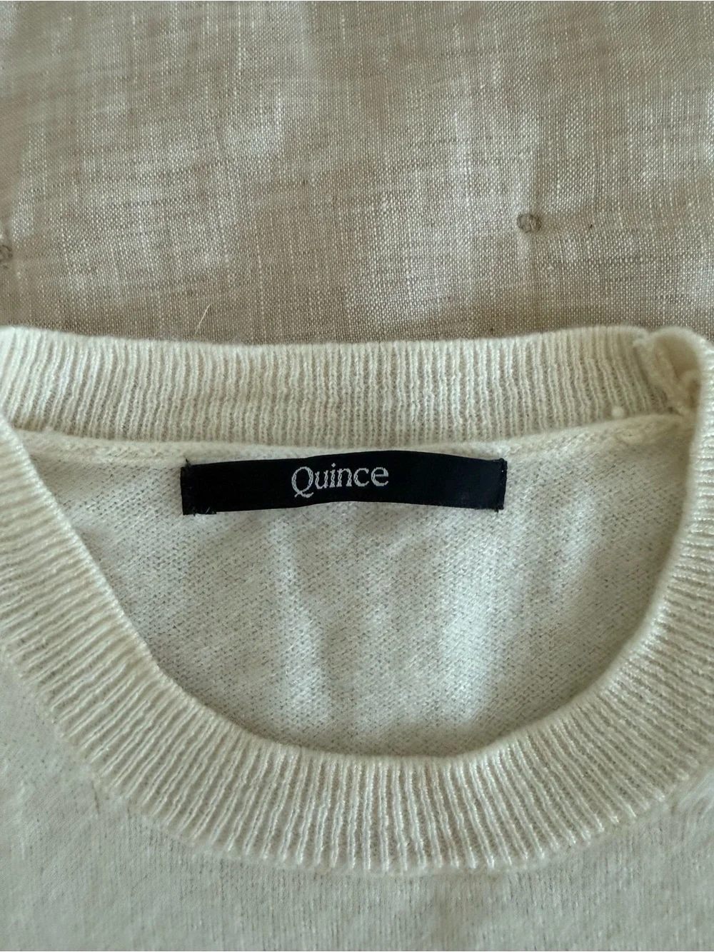 Quince Mongolian Cashmere Tee in Ivory size Small - Picture 3 of 10
